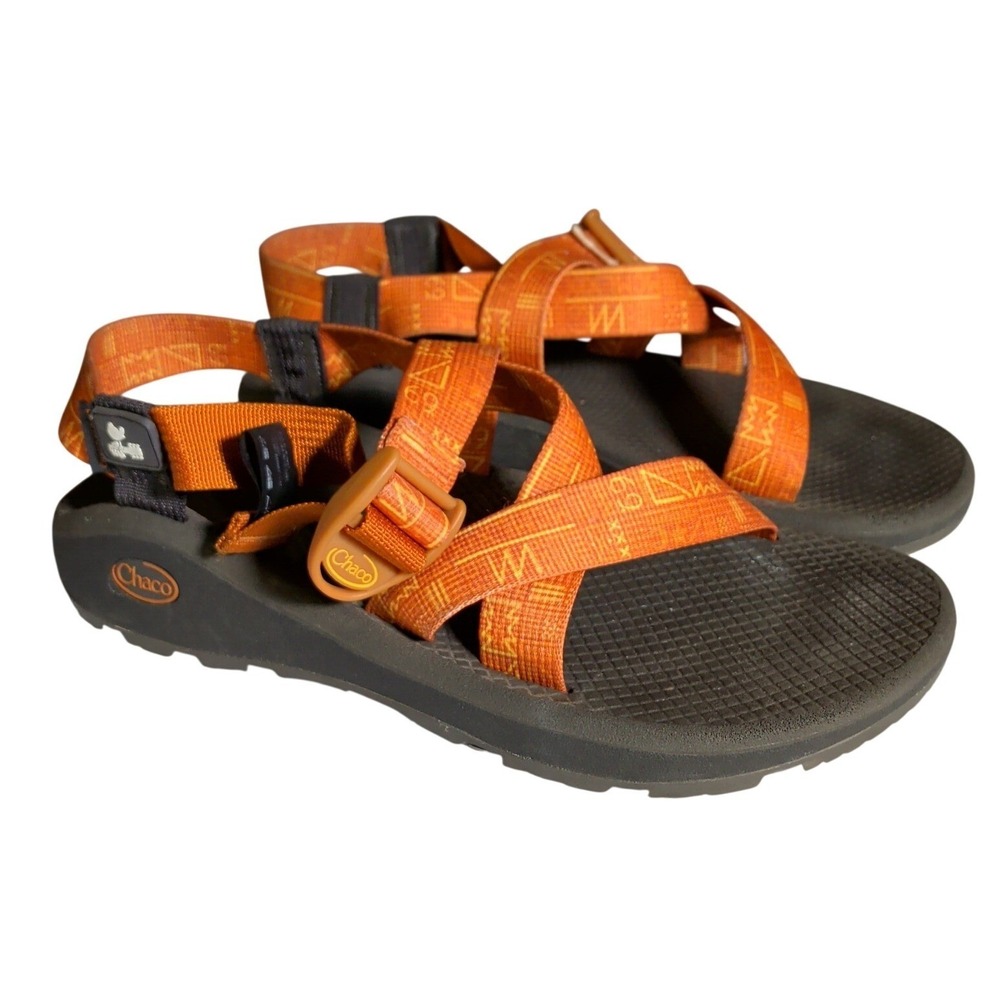 Chaco Mega Z Cloud Sandals Mens Size 9 Geometric Orange Gorpcore Gorp Hiking
